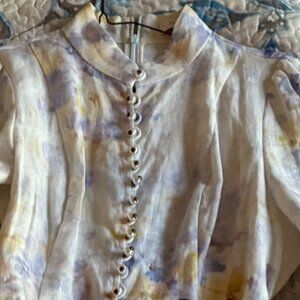 Zimmermann Crush Buttoned Mini Shirt Dress Lilac Floral AU0